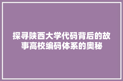 探寻陕西大学代码背后的故事高校编码体系的奥秘
