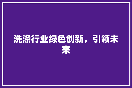 洗涤行业绿色创新，引领未来