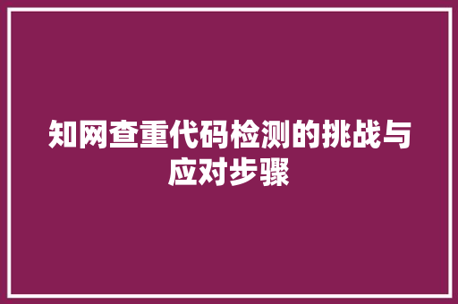 知网查重代码检测的挑战与应对步骤