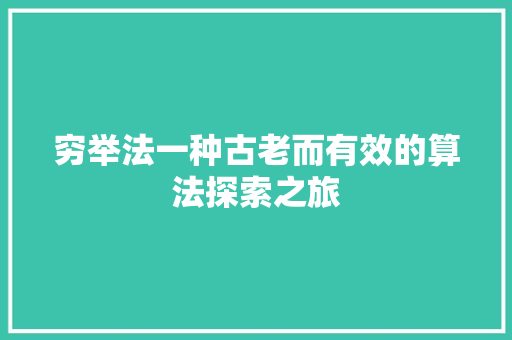 穷举法一种古老而有效的算法探索之旅