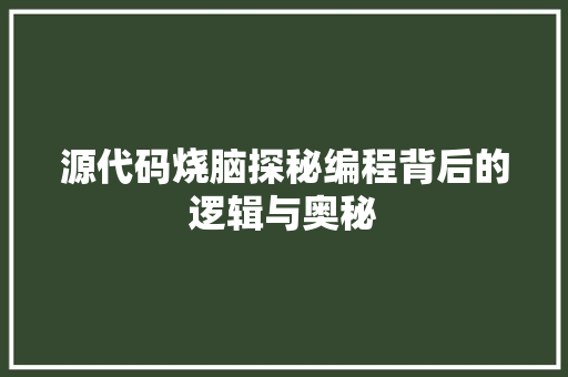 源代码烧脑探秘编程背后的逻辑与奥秘