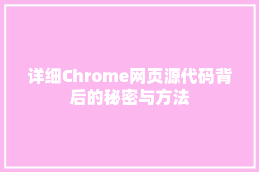 详细Chrome网页源代码背后的秘密与方法