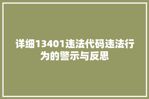 详细13401违法代码违法行为的警示与反思