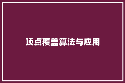 顶点覆盖算法与应用