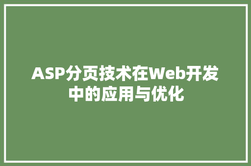 ASP分页技术在Web开发中的应用与优化  第1张