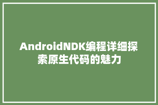 AndroidNDK编程详细探索原生代码的魅力