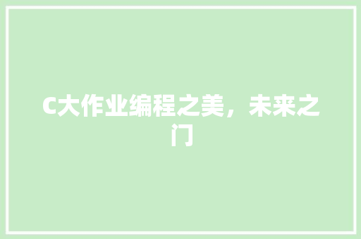 C大作业编程之美，未来之门