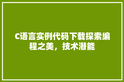 C语言实例代码下载探索编程之美，技术潜能