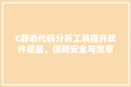 C静态代码分析工具提升软件质量，保障安全与效率