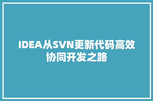 IDEA从SVN更新代码高效协同开发之路