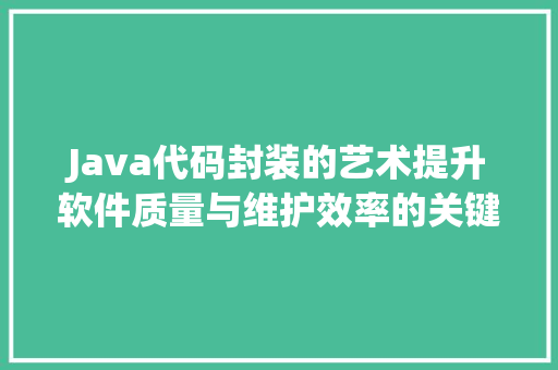 Java代码封装的艺术提升软件质量与维护效率的关键