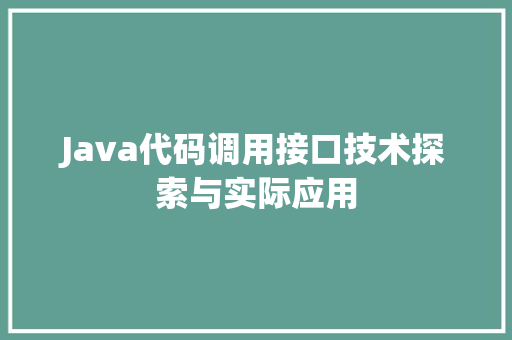 Java代码调用接口技术探索与实际应用