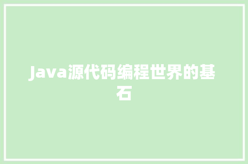 Java源代码编程世界的基石