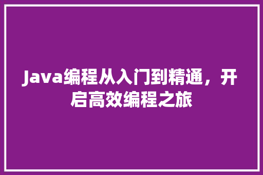 Java编程从入门到精通，开启高效编程之旅