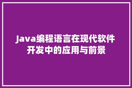 Java编程语言在现代软件开发中的应用与前景