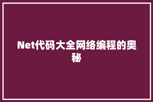 Net代码大全网络编程的奥秘