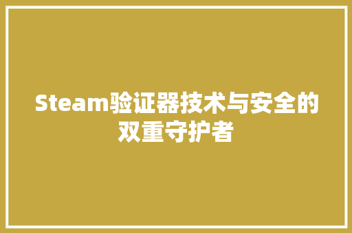 Steam验证器技术与安全的双重守护者