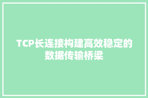 TCP长连接构建高效稳定的数据传输桥梁