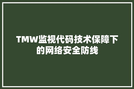 TMW监视代码技术保障下的网络安全防线