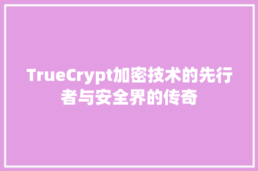 TrueCrypt加密技术的先行者与安全界的传奇
