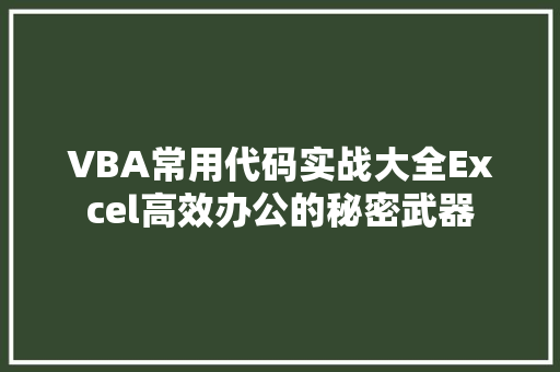 VBA常用代码实战大全Excel高效办公的秘密武器
