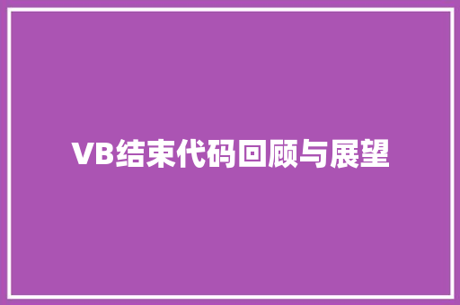 VB结束代码回顾与展望
