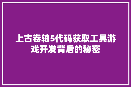 上古卷轴5代码获取工具游戏开发背后的秘密