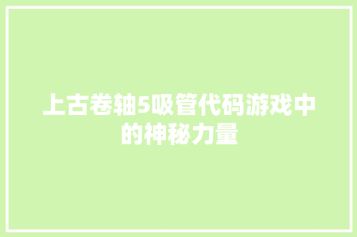 上古卷轴5吸管代码游戏中的神秘力量