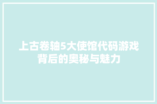 上古卷轴5大使馆代码游戏背后的奥秘与魅力