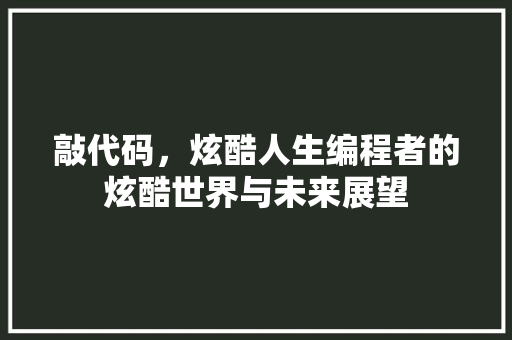 敲代码，炫酷人生编程者的炫酷世界与未来展望