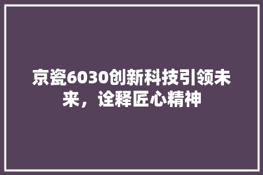 京瓷6030创新科技引领未来，诠释匠心精神