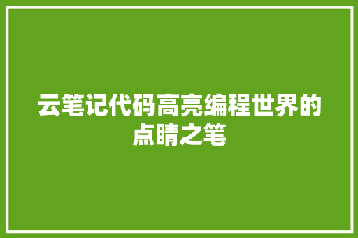 云笔记代码高亮编程世界的点睛之笔