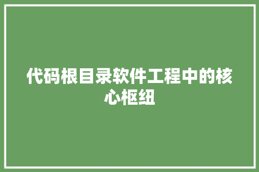 代码根目录软件工程中的核心枢纽