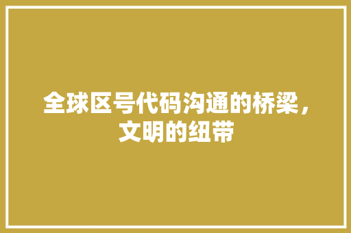 全球区号代码沟通的桥梁，文明的纽带