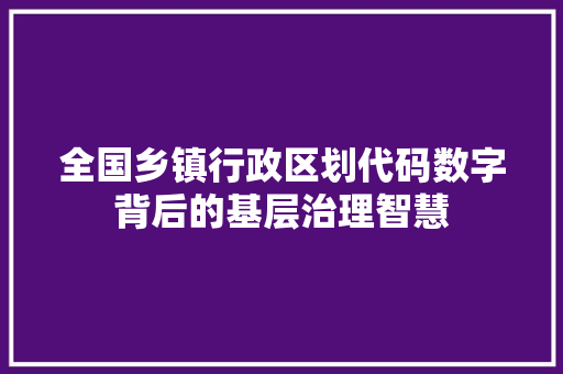 全国乡镇行政区划代码数字背后的基层治理智慧