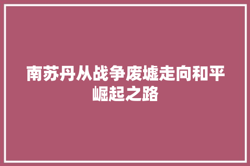 南苏丹从战争废墟走向和平崛起之路