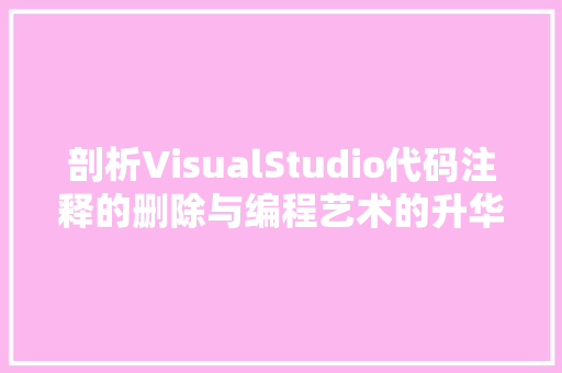 剖析VisualStudio代码注释的删除与编程艺术的升华