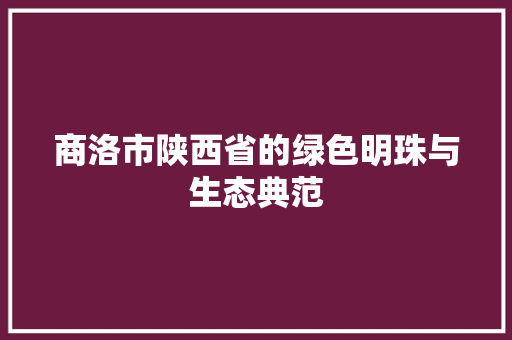 商洛市陕西省的绿色明珠与生态典范