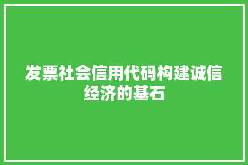 发票社会信用代码构建诚信经济的基石