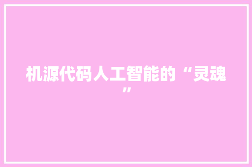 机源代码人工智能的“灵魂”