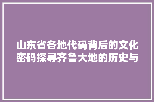 山东省各地代码背后的文化密码探寻齐鲁大地的历史与现状