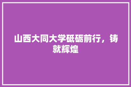 山西大同大学砥砺前行，铸就辉煌