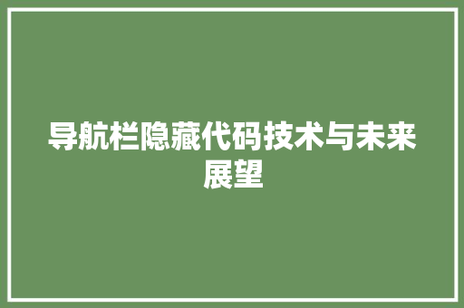 导航栏隐藏代码技术与未来展望