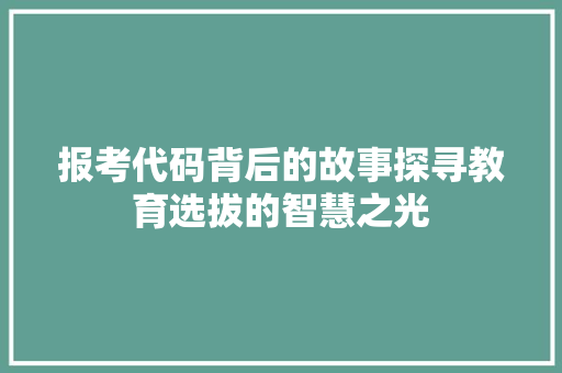 报考代码背后的故事探寻教育选拔的智慧之光