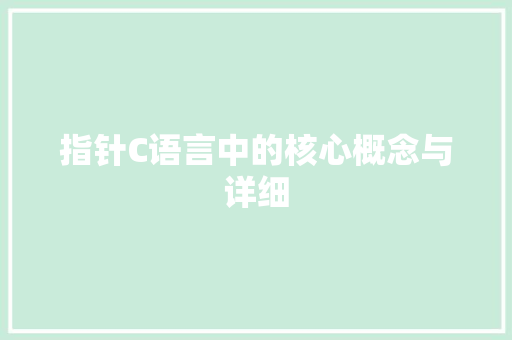 指针C语言中的核心概念与详细