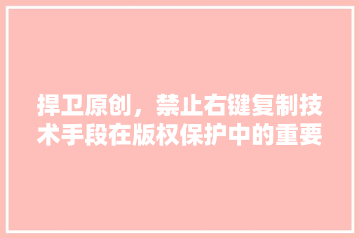 捍卫原创，禁止右键复制技术手段在版权保护中的重要作用