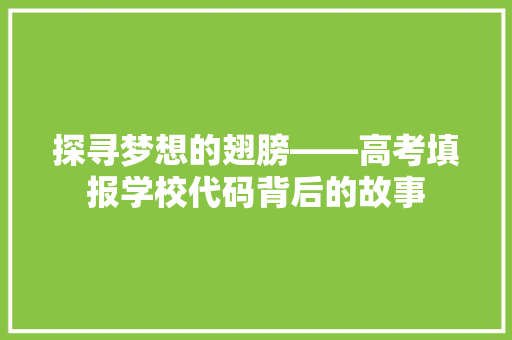 探寻梦想的翅膀——高考填报学校代码背后的故事