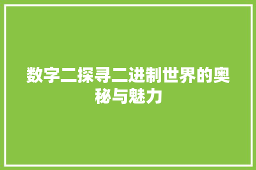 数字二探寻二进制世界的奥秘与魅力