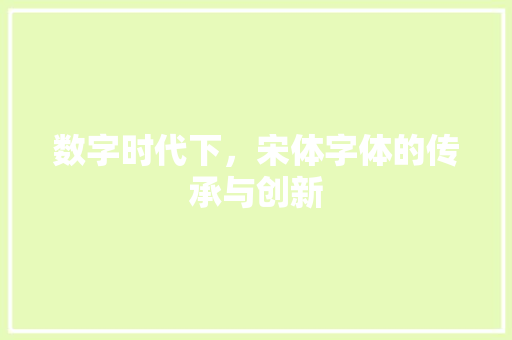 数字时代下，宋体字体的传承与创新