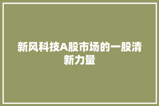 新风科技A股市场的一股清新力量